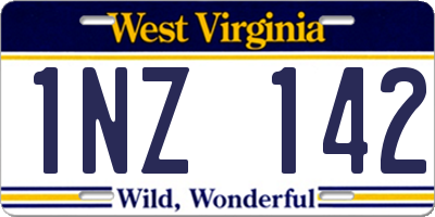 WV license plate 1NZ142