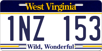 WV license plate 1NZ153