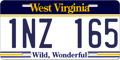 WV license plate 1NZ165