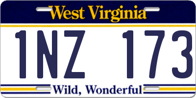 WV license plate 1NZ173