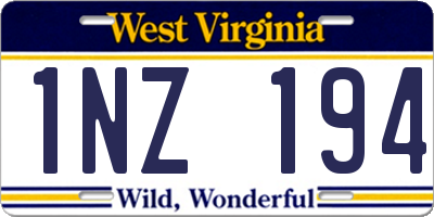 WV license plate 1NZ194