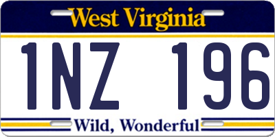 WV license plate 1NZ196