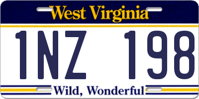 WV license plate 1NZ198