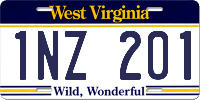 WV license plate 1NZ201