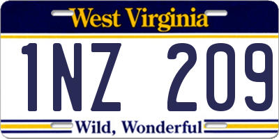 WV license plate 1NZ209