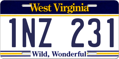 WV license plate 1NZ231