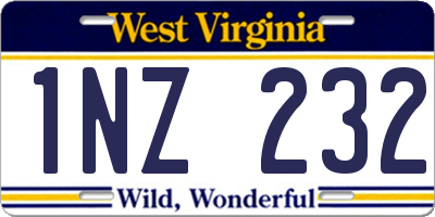 WV license plate 1NZ232