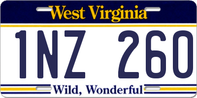 WV license plate 1NZ260