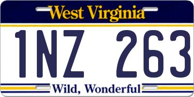 WV license plate 1NZ263