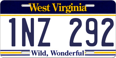 WV license plate 1NZ292