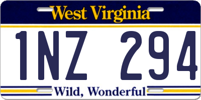 WV license plate 1NZ294