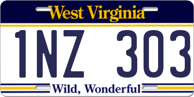 WV license plate 1NZ303