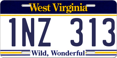 WV license plate 1NZ313