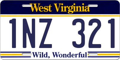 WV license plate 1NZ321