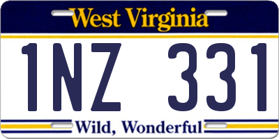 WV license plate 1NZ331