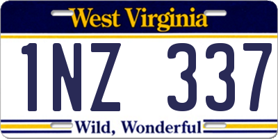 WV license plate 1NZ337