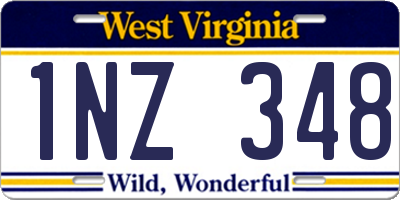 WV license plate 1NZ348