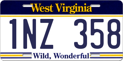 WV license plate 1NZ358
