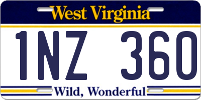 WV license plate 1NZ360