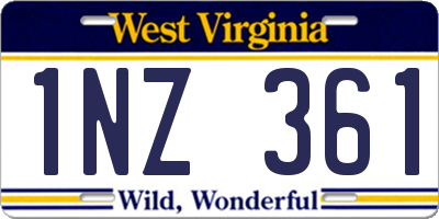 WV license plate 1NZ361