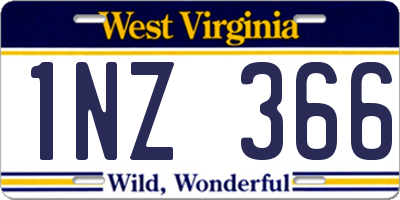 WV license plate 1NZ366