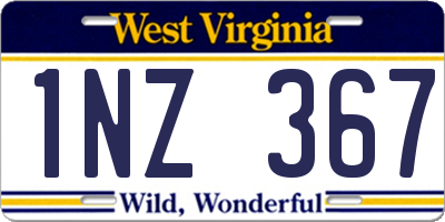 WV license plate 1NZ367