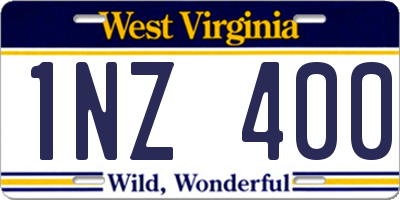 WV license plate 1NZ400