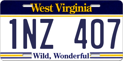 WV license plate 1NZ407