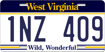 WV license plate 1NZ409