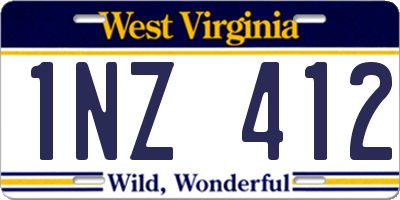 WV license plate 1NZ412