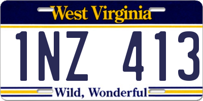 WV license plate 1NZ413