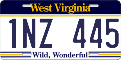 WV license plate 1NZ445