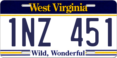 WV license plate 1NZ451