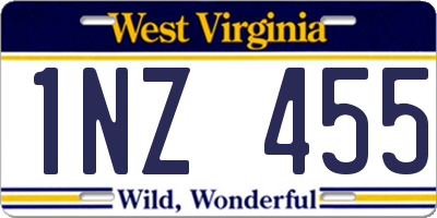 WV license plate 1NZ455