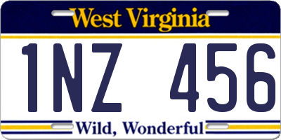 WV license plate 1NZ456