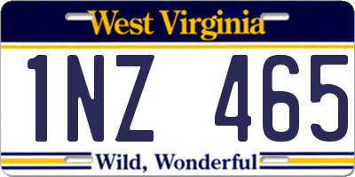 WV license plate 1NZ465