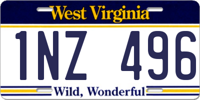 WV license plate 1NZ496
