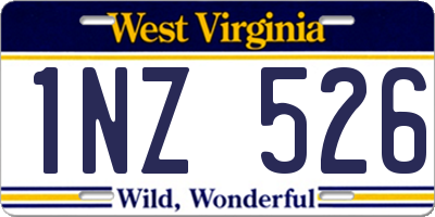 WV license plate 1NZ526