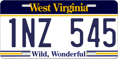 WV license plate 1NZ545