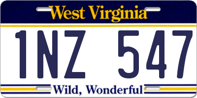 WV license plate 1NZ547