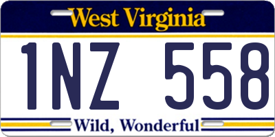WV license plate 1NZ558