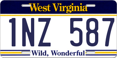 WV license plate 1NZ587