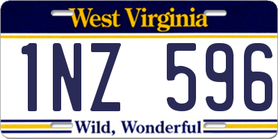 WV license plate 1NZ596