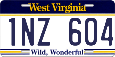 WV license plate 1NZ604