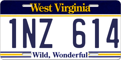 WV license plate 1NZ614