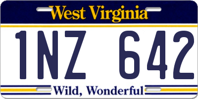 WV license plate 1NZ642