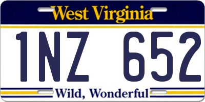 WV license plate 1NZ652