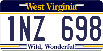 WV license plate 1NZ698