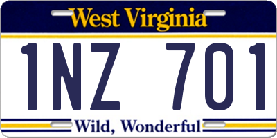 WV license plate 1NZ701