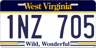 WV license plate 1NZ705